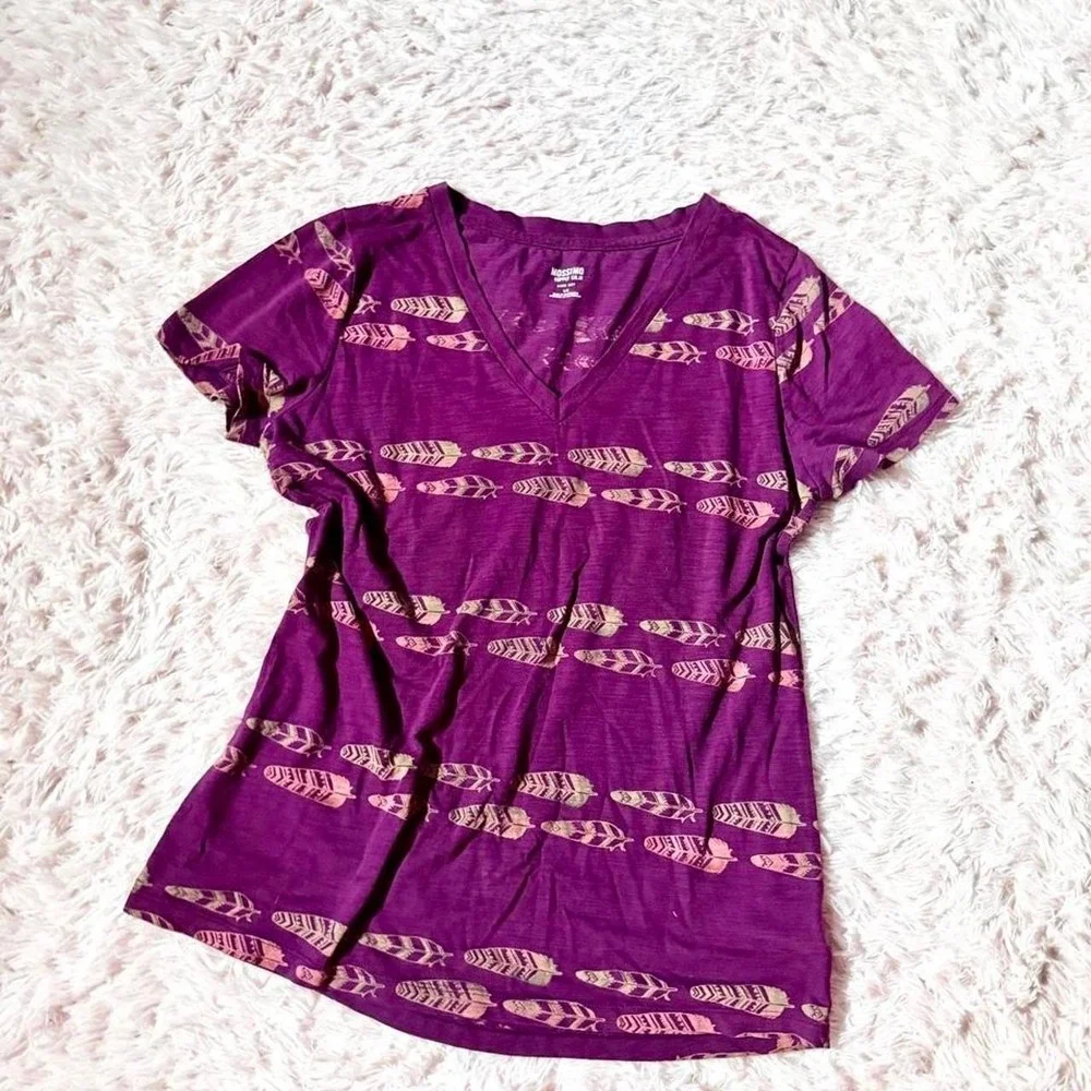 Feather Whimsical Boho Indie Comfort Casual Tee Womens L Sleepwear Hippie Earthy